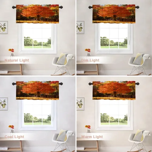 Vista 341 de Shrahala Orange Autumn Autumn Blackout Curtain Tiers, Fall Kitchen Valance Light Blocking Tier Drapes with Rod Pocket, 2 Pack 26 X 24 in
