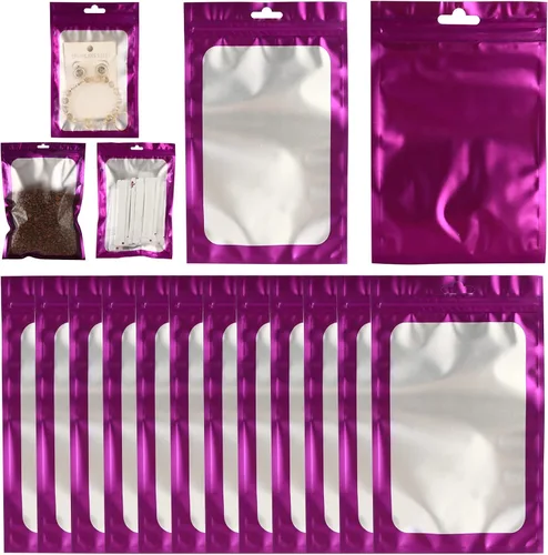 Vista 20 de 400 bolsas de Mylar resellables de 4 x 5 pulgadas, color negro, para almacenamiento de alimentos, bolsa resellable de Mylar con ventana transparente