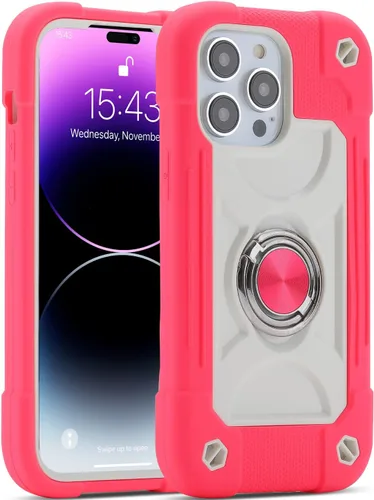 Vista 8 de MARKILL Funda compatible con iPhone 14 Pro Max de 6.7 pulgadas con soporte de anillo, silicona suave y plástico duro, funda de teléfono resistente