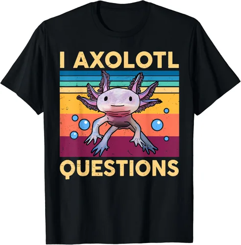 Vista 2 de Axolotl - Camiseta I Axolotl Questions para niños y niñas, bonita camiseta divertida, Negro
