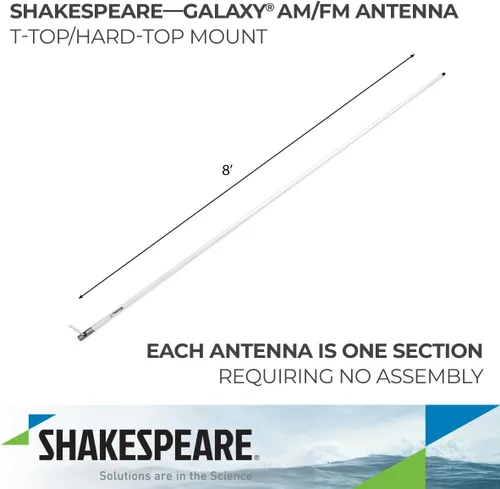 Vista 2 de Shakespeare 5235-XT - Antena de banda de entretenimiento Galaxy AM / FM de 8 pies, color blanco