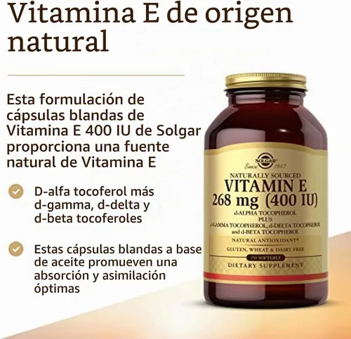 Vista 3 de Mezcla de cápsulas blandas de vitamina E 400 IU (D-Alfa-tocoferol y tocoferol mixto), E3542, 1, 1