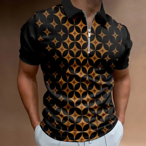 Vista 2 de Blusa para hombre, camisas casuales de moda, ajustadas, básicas, con solapa, manga corta, camiseta de moda de verano cómoda