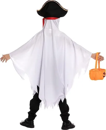 Vista 4 de Disfraz unisex de fantasma pirata para niños, disfraz de cara de fantasma para Halloween, juego de rol de fantasma, fiesta de disfraces