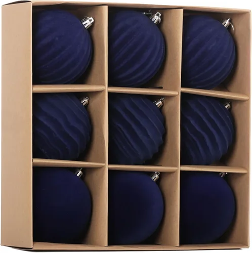 Vista 36 de Adornos de terciopelo de 3.15 pulgadas para árbol de Navidad, juego de 12 Azul empolvado
