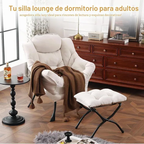 Vista 3 de Furlide - Silla perezosa con otomana, silla moderna con reposapiés plegable, silla de acento de salón, silla de lectura cómoda, sillones grandes
