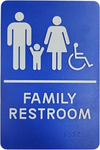 Vista 9 de Hecho en EE.UU. - Letreros de Baños para Hombres y Mujeres Compatibles con ADA, Señales de Puertas de Baño para Oficinas, Negocios y Restaurantes
