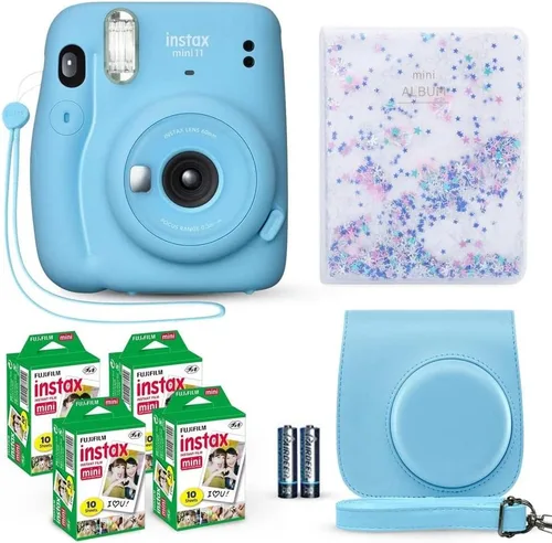 Vista 8 de Cámara instantánea Fujifilm Instax Mini 11 gris carbón + paquete de película Fuji (40 hojas) + paquete de accesorios para obturador, incl. estuche