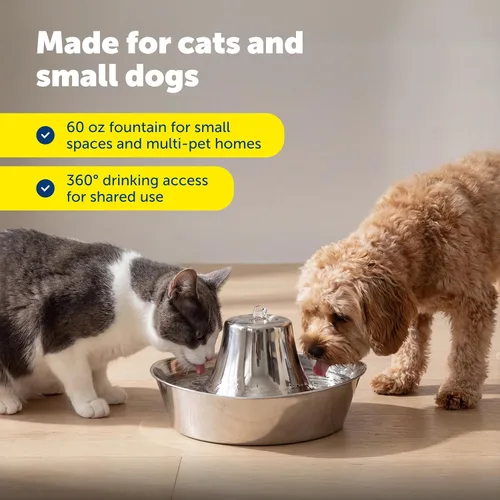 Vista 7 de PetSafe Seaside - Fuente de acero inoxidable para gatos y perros, filtros de agua adicionales y 1 bomba incluida, la torre crea un flujo relajante