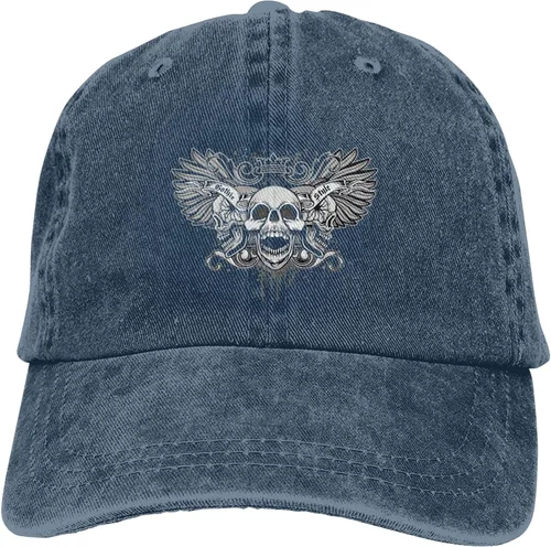 Vista 9 de Cowboy Hat Trendy Hats for Man and Women Djustable Four Season Outdoor Baseball Cap of Hell Skull with Angel Navy Blue
