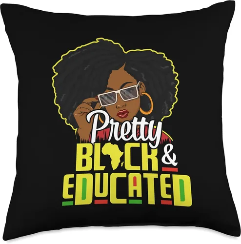 Vista 4 de Pride Educated Strong African Afro Queen Design Pretty Black & Educated African American History Month - Almohada para mujer, 16 x 16 pulgadas