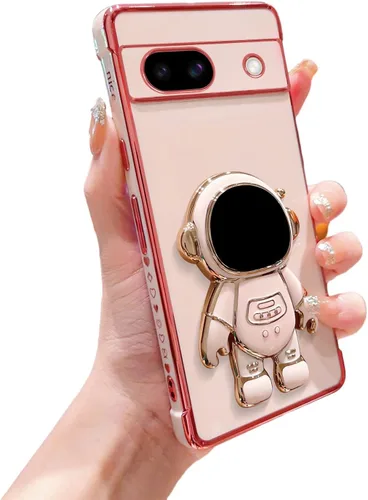 Vista 17 de phylla Funda para teléfono para Google Pixel 7A 6.1" 5g, Funda de teléfono con soporte astronauta chapado de lujo con patrón lateral pequeño