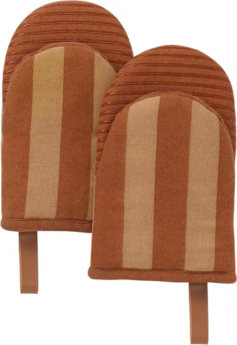 Vista 13 de Folkulture Mini guantes de horno resistentes al calor (5.75 x 9) Juego de 2 guantes cortos para horno con lazo para colgar, guantes de horno