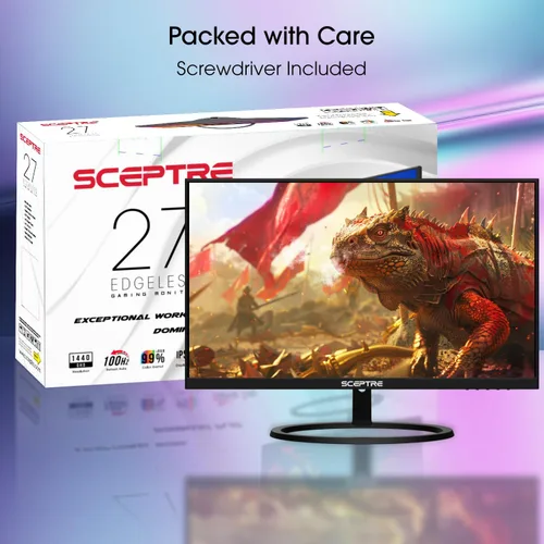Vista 2 de Sceptre - Monitor IPS de 27 pulgadas, 2K, 2560 x 1440p, QHD, 75Hz, DisplayPort HDMI, 99% sRGB, altavoces integrados, color negro máquina (E275W-QPT)