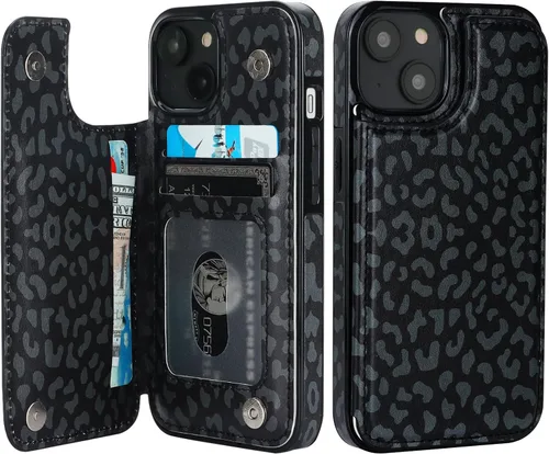 Vista 19 de HAOPINSH Funda tipo cartera con tarjetero para iPhone 14/13, diseño de Girasoles Bandera Americana