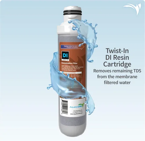 Vista 4 de Aquatic Life Paquete de cartuchos de repuesto de filtro de agua de ósmosis inversa Twist-In para acuario, incluye membrana de 75 GPD, sedimentos