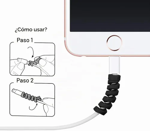 Vista 6 de Jetec - Protector de cable USB en espiral (24 unidades), color negro Phone Charging Cord End Saver, Prevents Cable Fraying Breakage, Soft Silicone