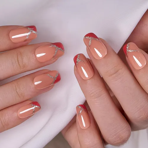 Vista 32 de CurvLife - Uñas postizas cuadradas cortas a presión, color blanco brillante Cuadrado Gradiente Blanco