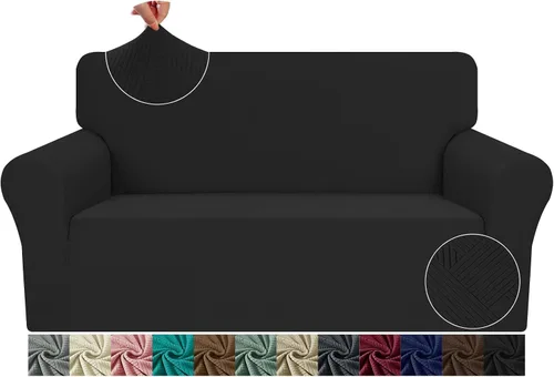 Vista 41 de JIVINE - Funda para sofá biplaza, 1 pieza elástica para sofá de 2 cojines, protector de muebles con parte inferior elástica para niños y mascotas