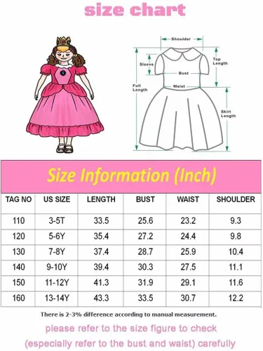 Vista 6 de SZ-TONDA Girls Pink Princess Costume - Kids Mushroom Queen Dress Birthday Halloween Party Favors Outfit Clothes