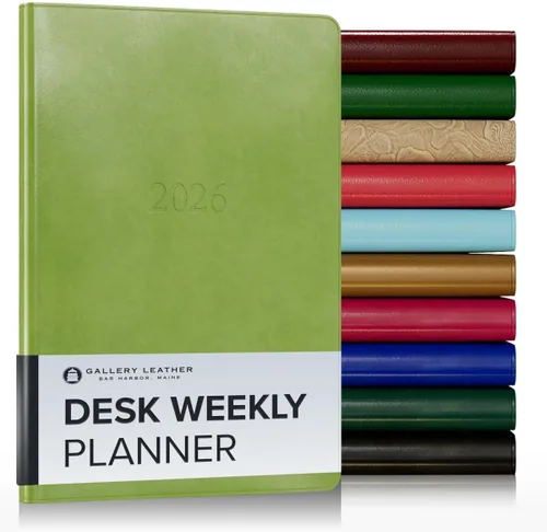 Vista 145 de Gallery Leather Planificador Semanal y Mensual Grande 2025-2026, Calendario Planificador y Cuaderno Elegantemente Encuadernado con Elegantes Bordes