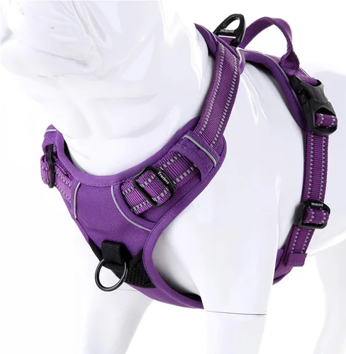 Vista 10 de JUXZH Truelove Arnés para perro sin tirones con mango de fácil control y 2 accesorios para correa, chaleco reflectante ajustable para mascotas
