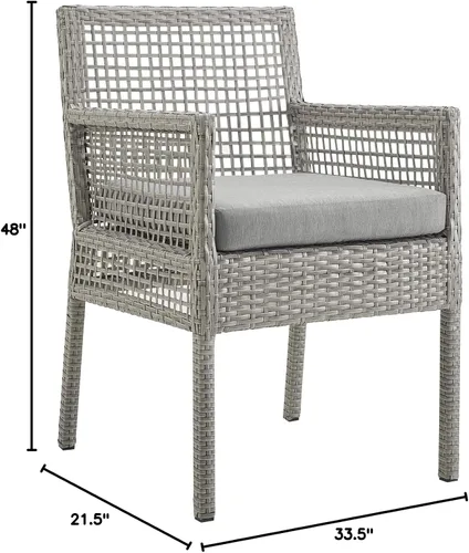 Vista 2 de Modway Aura Piece - Juego de mimbre para exteriores, gris gris