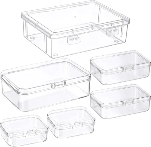Vista 46 de 6 piezas de mini contenedores de almacenamiento de cuentas de plástico transparente para recolectar artículos pequeños, cuentas, joyas, tarjetas