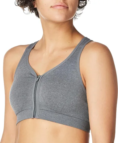 Vista 9 de Jockey Brasier sin costuras con cierre frontal para mujer Negro (Black Space Dye)