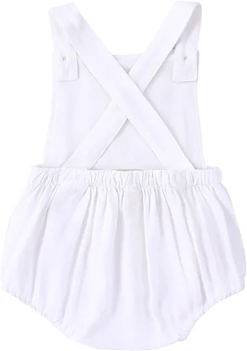 Vista 2 de IDOPIP Traje de pana para el primer cumpleaños para bebés y niñas, sin mangas, overol sin espalda para fiesta de pastel