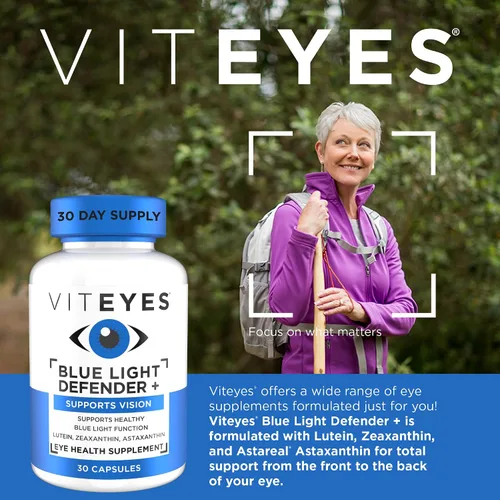 Vista 2 de Viteyes Blue Light Defender+ Cápsulas de suplemento, protección dietética de la luz azul dañina, 30 cápsulas