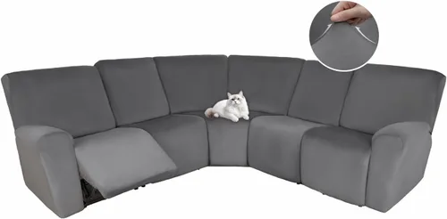 Vista 62 de HDCAXKJ Fundas de sofá seccional reclinable de terciopelo, cubierta de sofá seccional en forma de L, lavable, elástica, suave, para rincón