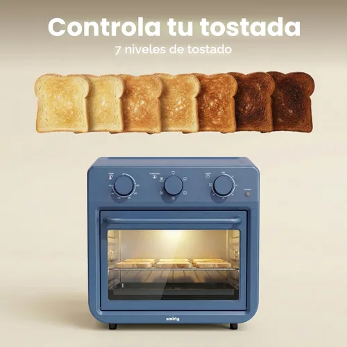 Vista 5 de SMIRLY Combo de horno tostador de freidora de aire 6 en 1, horno tostador Azul