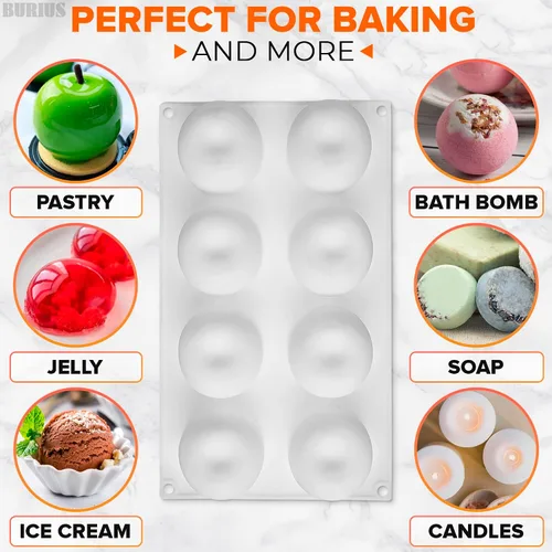 Vista 6 de Molde de silicona de manzana de 8 cavidades, molde de manzana de 11.22 x 6.69 x 2.3 pulgadas para hornear vacaciones, mousse, pasteles, gelatina