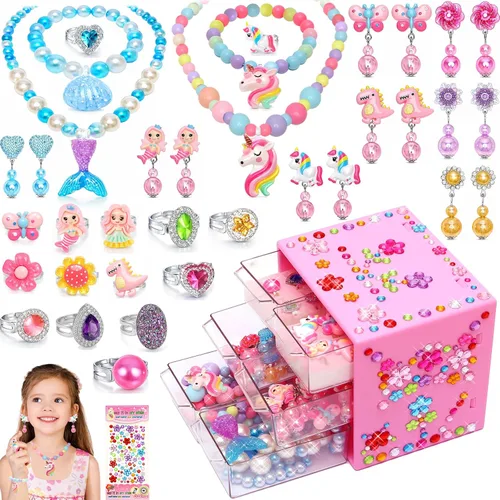 Vista 8 de Juguetes para edades de 5 a 7 años, joyería, juguetes para niñas de 8 a 10 años, aretes de clip, juguete para niñas pequeñas de 6 a 8 años, disfraz