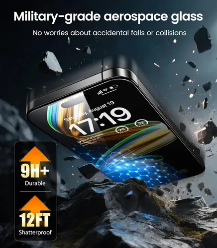 Vista 4 de Paquete de 4 protectores de pantalla de privacidad para iPhone 14 Pro [6.1 pulgadas], dureza 9H + 12 pies, grado militar, inastillable, película