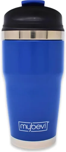 Vista 10 de MyBevi Retro Wave - Vaso aislado de acero inoxidable al vacío de triple capa para café y té, tapa resistente a derrames, 12 onzas, negro