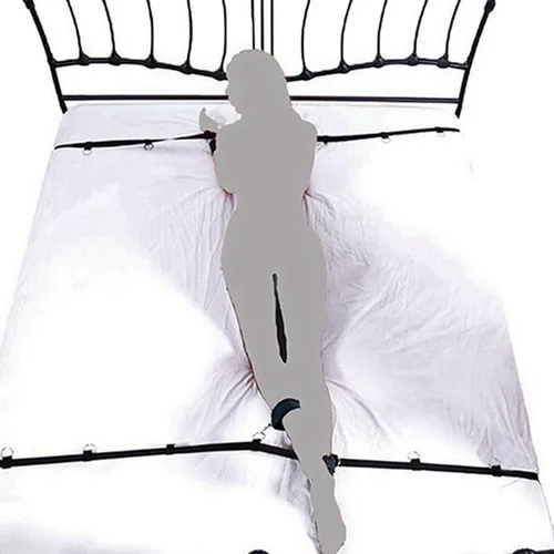 Vista 2 de Correas de cama Bonage para adultos, correas de cama para adultos, juego de restricciones de cama Queen, juego sexual para cama, lazos sexuales