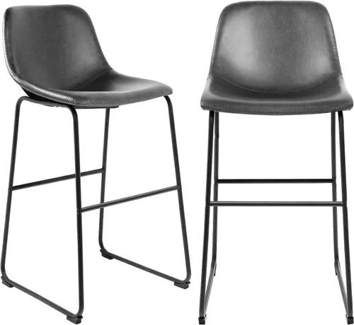 Vista 37 de TAVR Furniture Leathaire - Juego de 2 taburetes de tela con altura de mostrador, sillas de isla sin brazos, con capacidad para hasta 500 libras