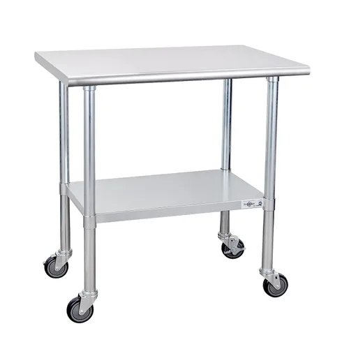 Vista 15 de Profeeshaw mesa de trabajo, de uso comercial, de acero inoxidable NSF con protector contra salpicaduras y estante inferior, para cocina, restaurante