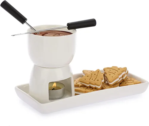 Vista 9 de BSTKEY Juego de calentador de mantequilla de cerámica de 5.1 fl oz con plato rectangular de cerámica, juego de mini olla de fondue para derretir