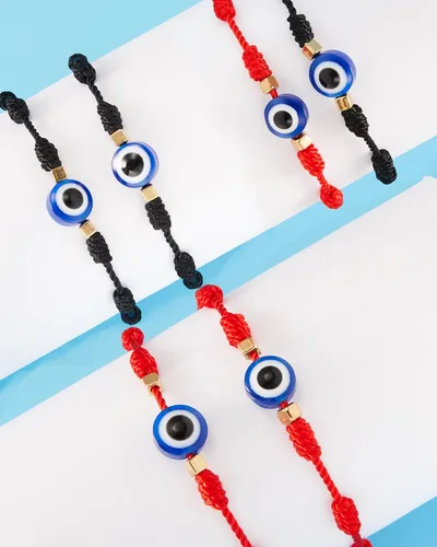 Vista 6 de Pulsera de 7 nudos contra el mal de ojo para mujeres, hombres y bebés, cuerda roja negra rosa, protección contra el mal de ojo, buena suerte, regalo