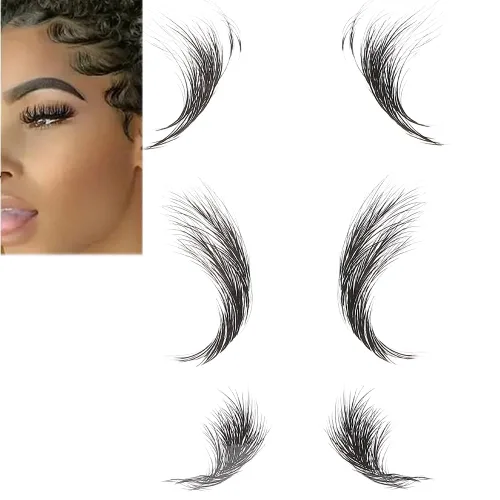 Vista 2 de FILFEEL Pegatinas para bordes de cabello, tatuajes temporales de moda, bordes para cabello, bricolaje de larga duración, calcomanía de línea capilar