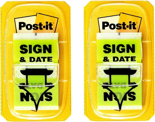 Vista 9 de Post-it Banderas 680-SD2, de 1 pulgada de ancho, verde, banderas de señal y fecha - Paquete de 24