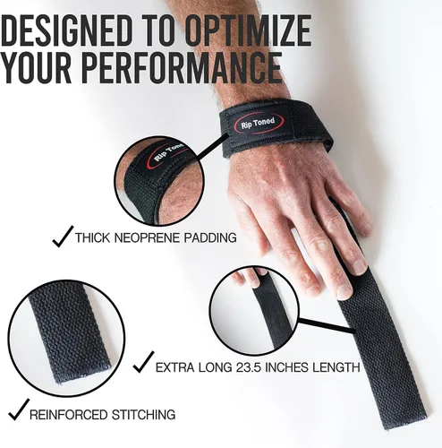 Vista 6 de Rip Toned Wrist Wraps & Lifting Straps Combo – Dynamic Duo Push & Pull Support for Weightlifting – Wrist Support Wraps + Padded Grip Straps for