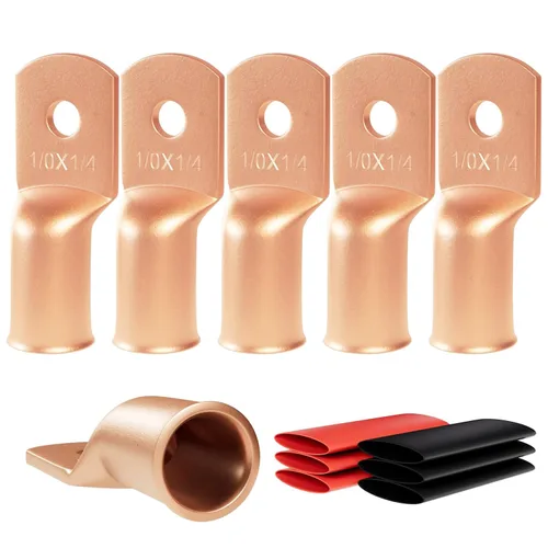Vista 37 de 6 piezas 1/0 AWG - 1/2" (M12) Sanuke Terminales de anillo para cable de alambre con conectores de extremos resistentes para cable de batería, ojales