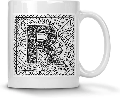 Vista 16 de Alankathy Mugs Taza de café monograma, 11 oz, color blanco (A)
