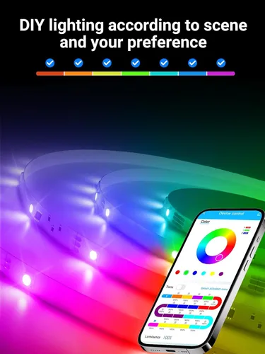 Vista 5 de TJOY BGRIC - Tira de luces LED de 16.4 pies, luces LED inteligentes compatibles con Alexa y Google Assistant, segmento de color DIY, luces LED WiFi