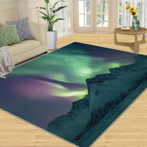 Vista 22 de Alfombras onduladas negras y blancas para dormitorio, alfombra de área abstracta, alfombras geométricas para sala de estar, alfombra antideslizante