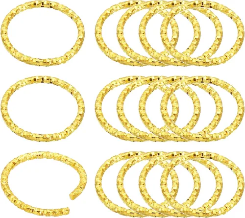 Vista 14 de PATIKIL Anillo con dije de copa de vino de 0.05 x 0.59 pulgadas, paquete de 100 aretes de metal con cuentas trenzadas, anillos abiertos, dorado